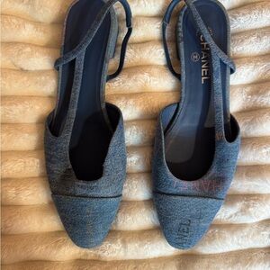 Chanel Denim Blue Slingback Flats
